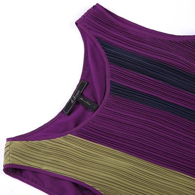 T869 女士拼色拼接设计压褶派对中长连衣裙