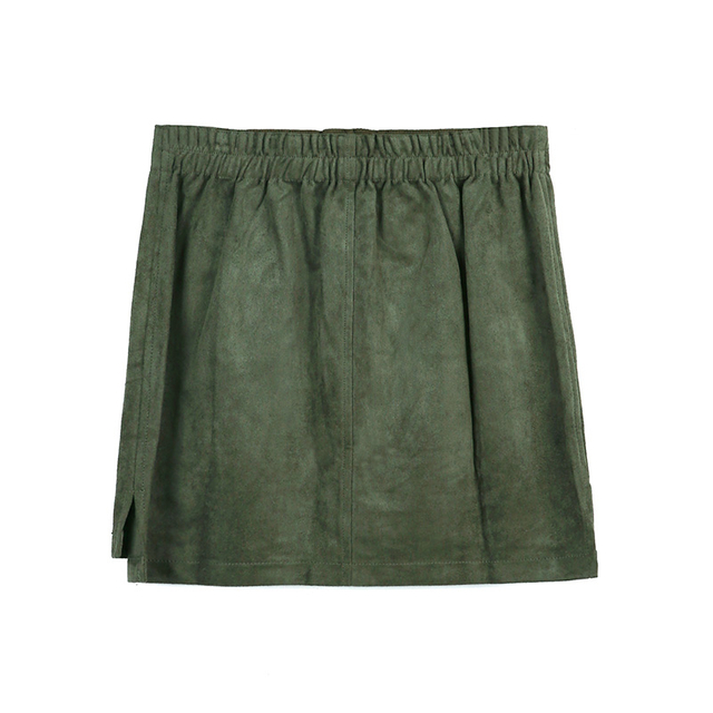 G545 女士人造麂皮松紧腰工装迷你半身裙