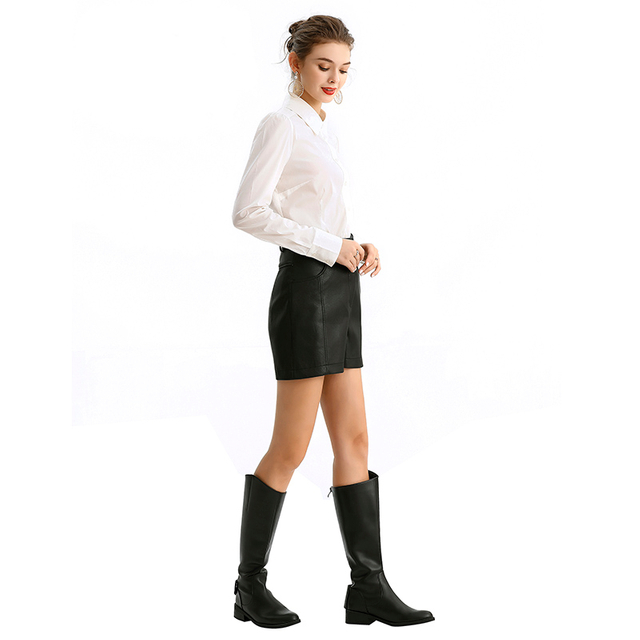 T195 女士弹力府绸尖领长袖上班衬衫