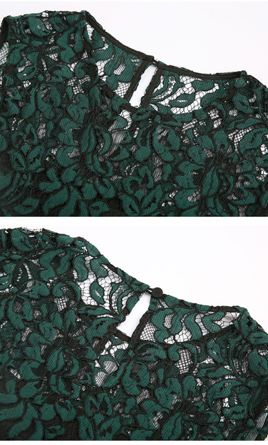 D098-4女装双色睫毛蕾丝无袖直身派对中长连衣裙