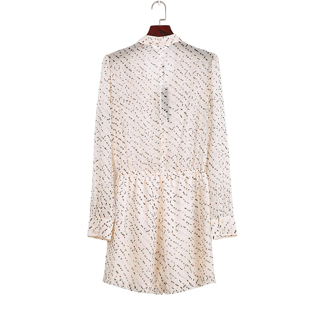 B597 女士印花雪纺长袖松紧腰连身衣