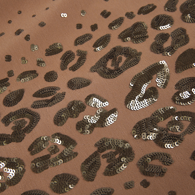 U407 纯色针织圆领帽袖亮片紧身迷你连衣裙