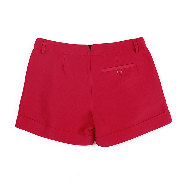 B431 女装纯色经典中腰剪裁迷你短裤